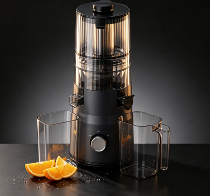 Fresh Smart HJ103A Compact Slow Masticating Juicer – Brighter Mornings, Brighter You with 4 Color Options, 135mm Wide Chute, 200W Cold Press & Self-Cleaning