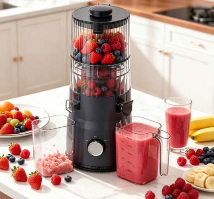 Fresh Smart HJ103A Compact Slow Masticating Juicer – Make Every Morning More Colorful with 135mm Wide Chute, 200W Cold Press & Self-Cleaning