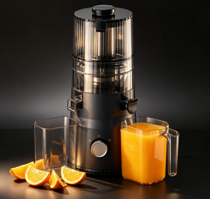Fresh Smart HJ103A Compact Slow Masticating Juicer – Stylish Multi-Color Edition with 135mm Wide Chute, 200W Cold Press & Self-Cleaning for Small Kitchens