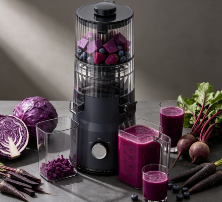 Fresh Smart HJ103 Compact Slow Masticating Juicer – The Perfect First Juicer for Beginners with 135mm Wide Chute, 200W Cold Press & Self-Cleaning