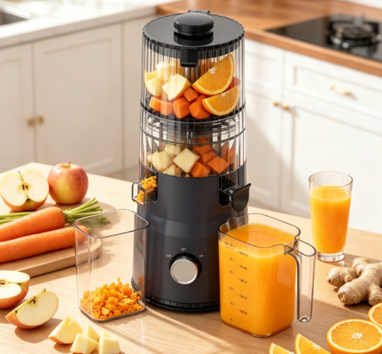 Fresh Smart HJ103 Compact Slow Masticating Juicer – Real Nutrition for Real Kitchens with 135mm Wide Chute, 200W Cold Press & Self-Cleaning